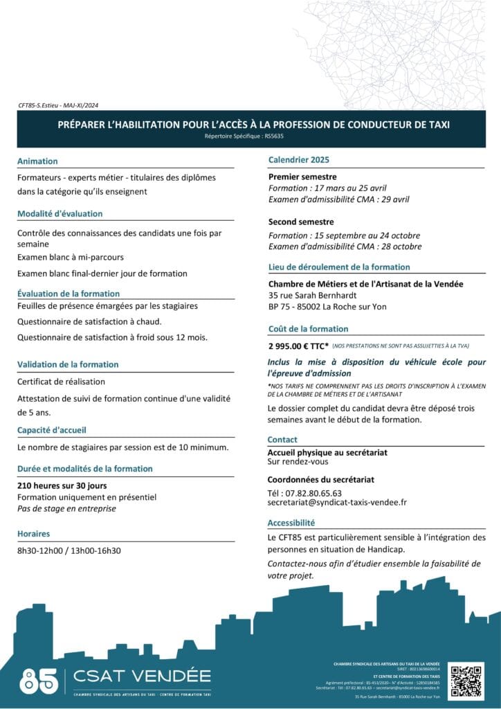 PRÉPARER L’HABILITATION POUR L’ACCÈS À LA PROFESSION DE CONDUCTEUR DE TAXI p2