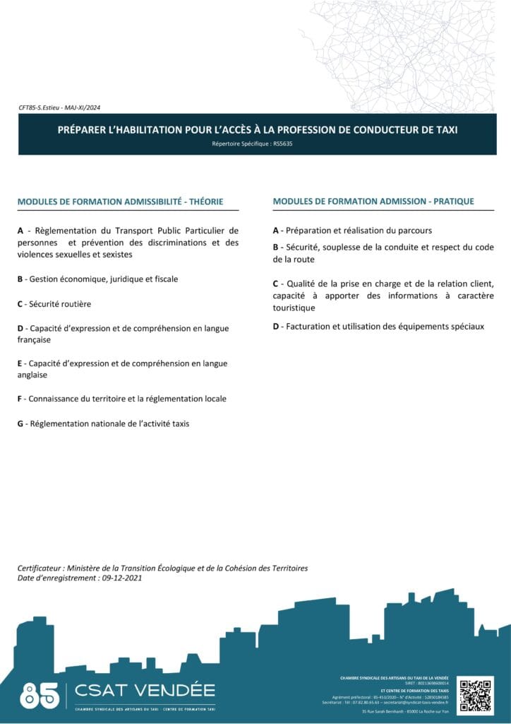 PRÉPARER L’HABILITATION POUR L’ACCÈS À LA PROFESSION DE CONDUCTEUR DE TAXI p3