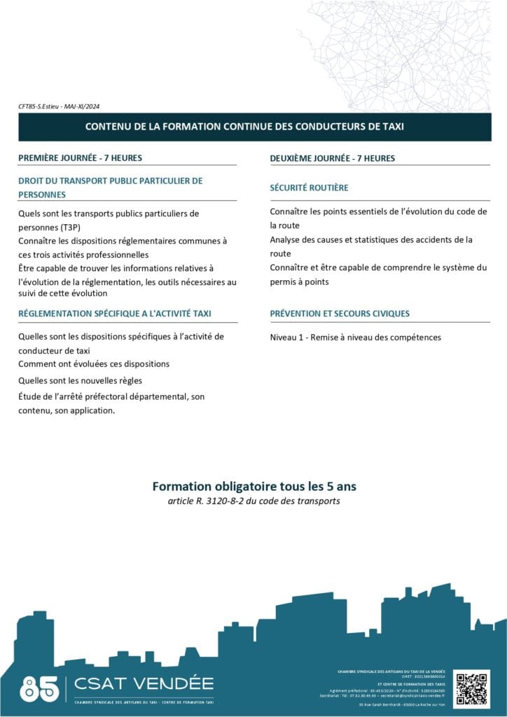 PROGRAMME FORMATION CONTINUE DES CONDUCTEURS DE TAXI 2025 p3