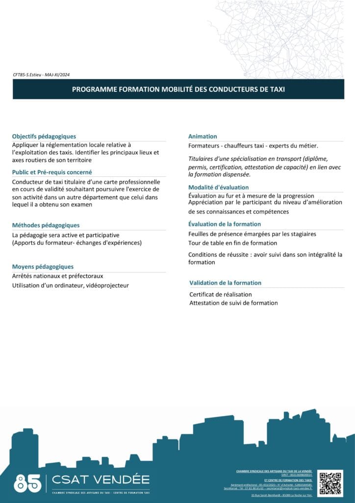 formation mobilité taxis Vendée Csat85 2025 page 1